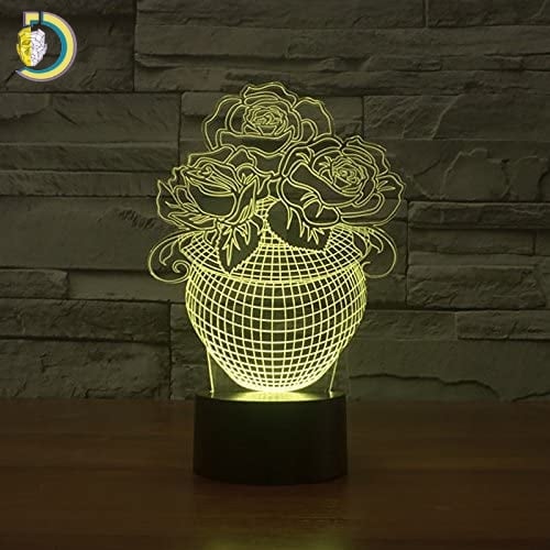 Legjobb minőségű 3D Rózsa Virág Üveg Lámpa