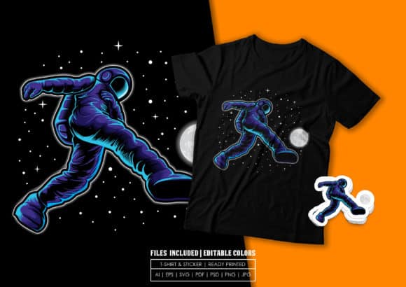 T-shirt Design – Asztro Foci a Világűrben Ingyenes Nyomtatható Vektor Letöltés
