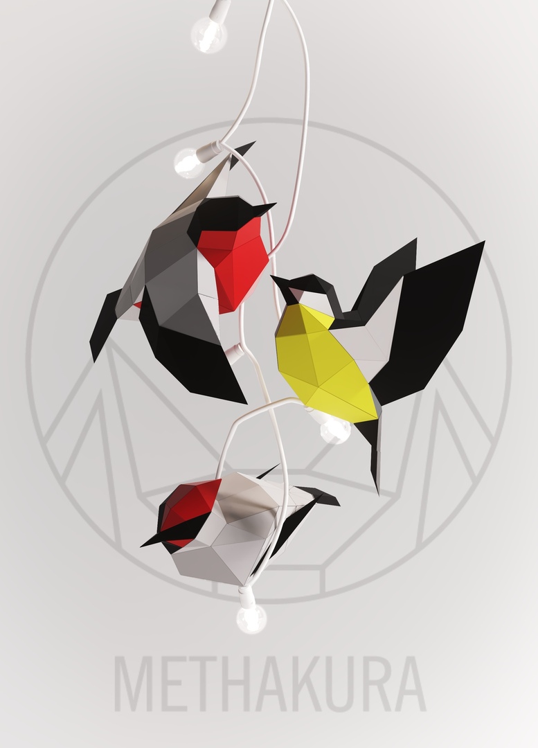 Madár Poligon Papercraft Minta